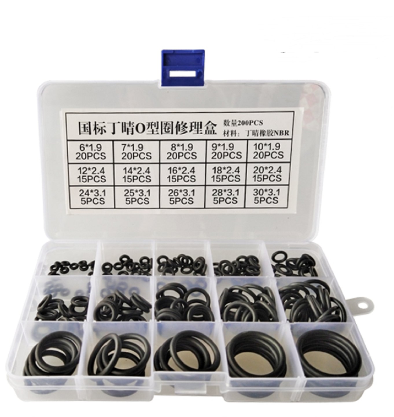 279pcs Kit 18 Sizes Rubber O Ring Assortment Set Hydraulic
